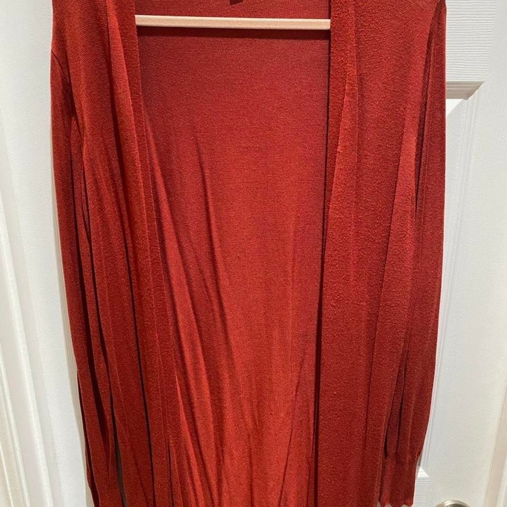 Joseph A red silk long sleeve cardigan Size L